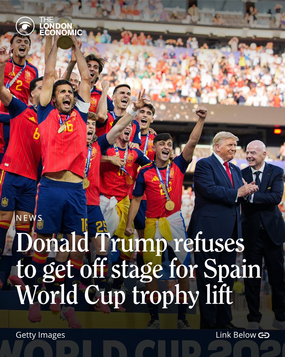 LondonEconomic's tweet photo. The US president had to be almost dragged off stage by Gianni Infantino 🤦‍♂️ https://t.co/9y4c6i5UPA