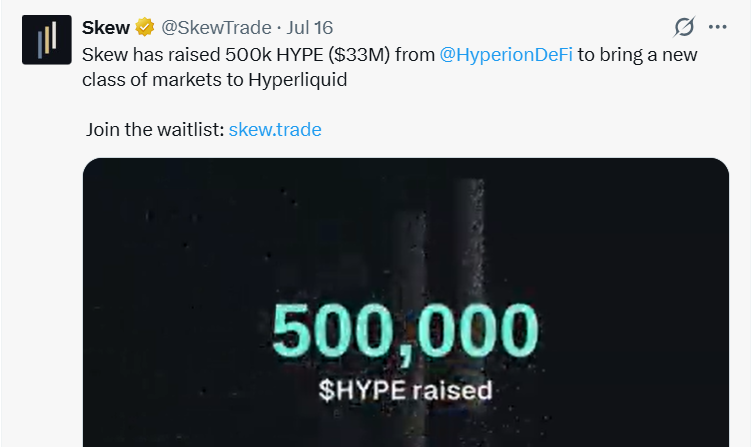 P2ELabs's tweet photo. Another potential waitlist 🪂

Join .@SkewTrade - Building a new class of markets to Hyperliquid.

💰Raised - $33M 

🔗 Go to - https://t.co/1xm0QVqsA0
~ Submit your email, x and tg username.
~ Done.

💫 As a early user you will get extra benefit at launch.

that's it.
For more update's join - https://t.co/CsVtxZki05