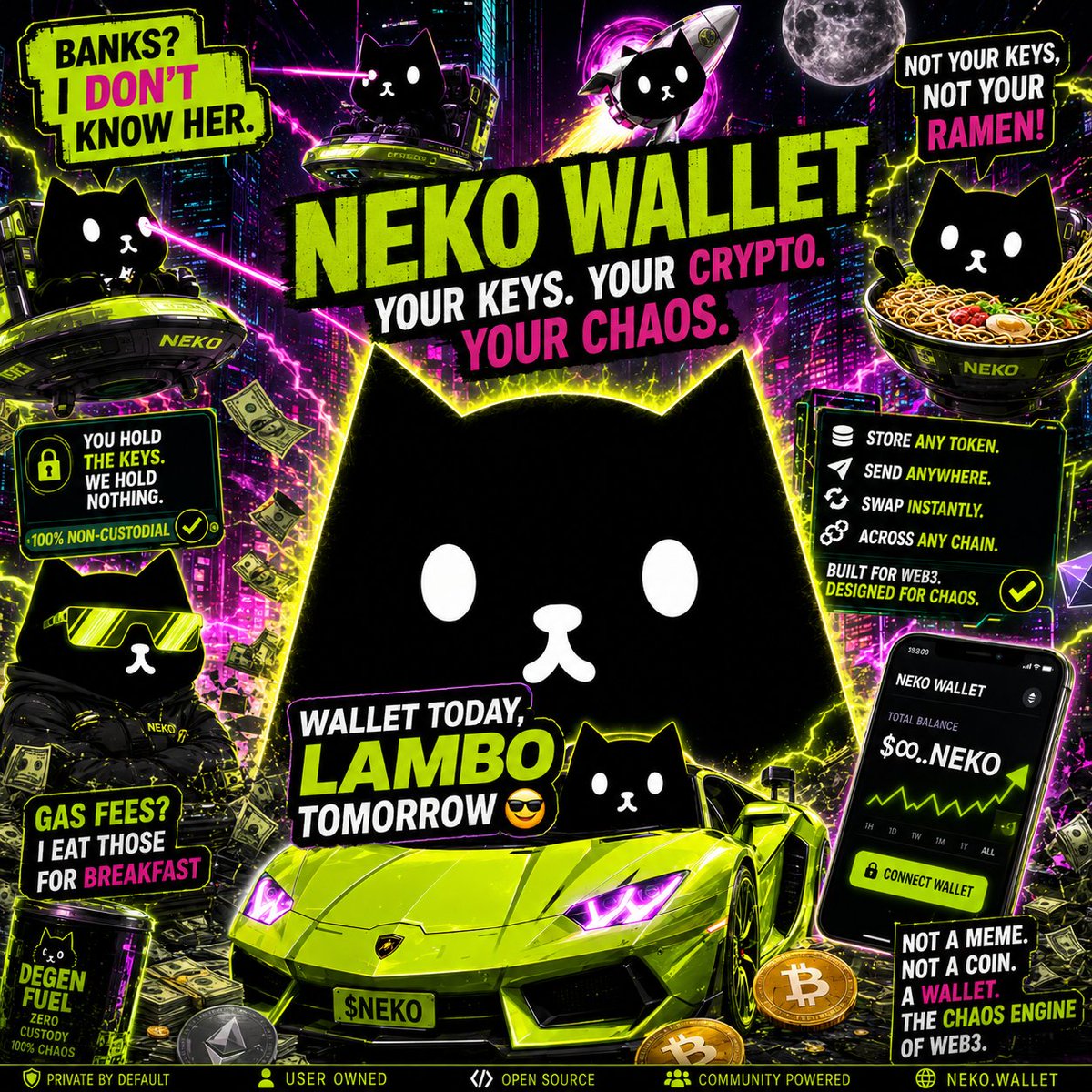 LoneAshwin's tweet photo. My First Official meme for the #NEKOWallet meme contest 
Your keys, Your crypto, Your choas.
This is my meme..

@trynekowallet 
#NEKOMemeContest https://t.co/njnfeXhAqd