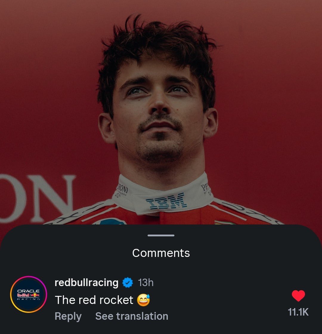 leclercsletters's tweet photo. not red bull calling charles the red rocket 😭 https://t.co/TyplKr2DvM