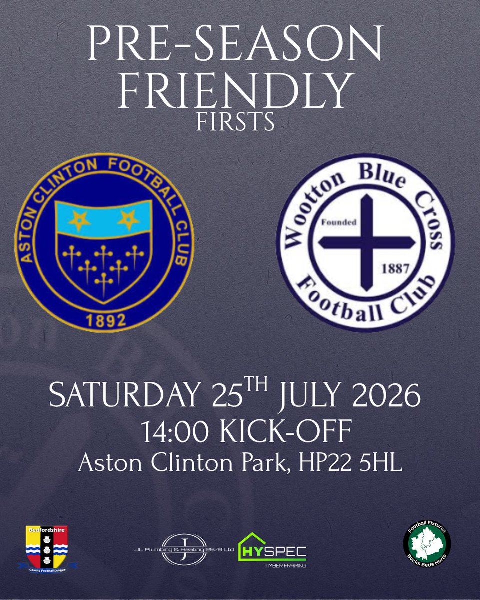 wbcfcmens's tweet photo. PRE-SEASON FRIENDLY

Tomorrow afternoon our first team travel to Aston Clinton park for our second preseason game of the 2026/27 season.

🗓️Saturday 25th July
🕖14:00 KO
📍Aston Clinton Park (HP22 5HL)
🆚@AstonClintonFC https://t.co/geKvZ7t5a4