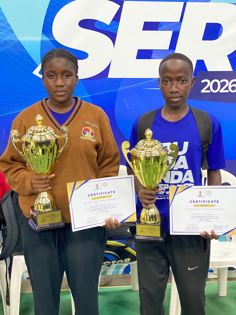 SeromaHigh's tweet photo. Hardwork has finally paid off💪💪 
Well done to the Juniors for bringing Gold medals and trophies back home. 
Abigail Mawanda strongly defended her U15 girls Title and Owaruhanga Edward claiming the U15 top seed. https://t.co/lWqGR4ogjf
