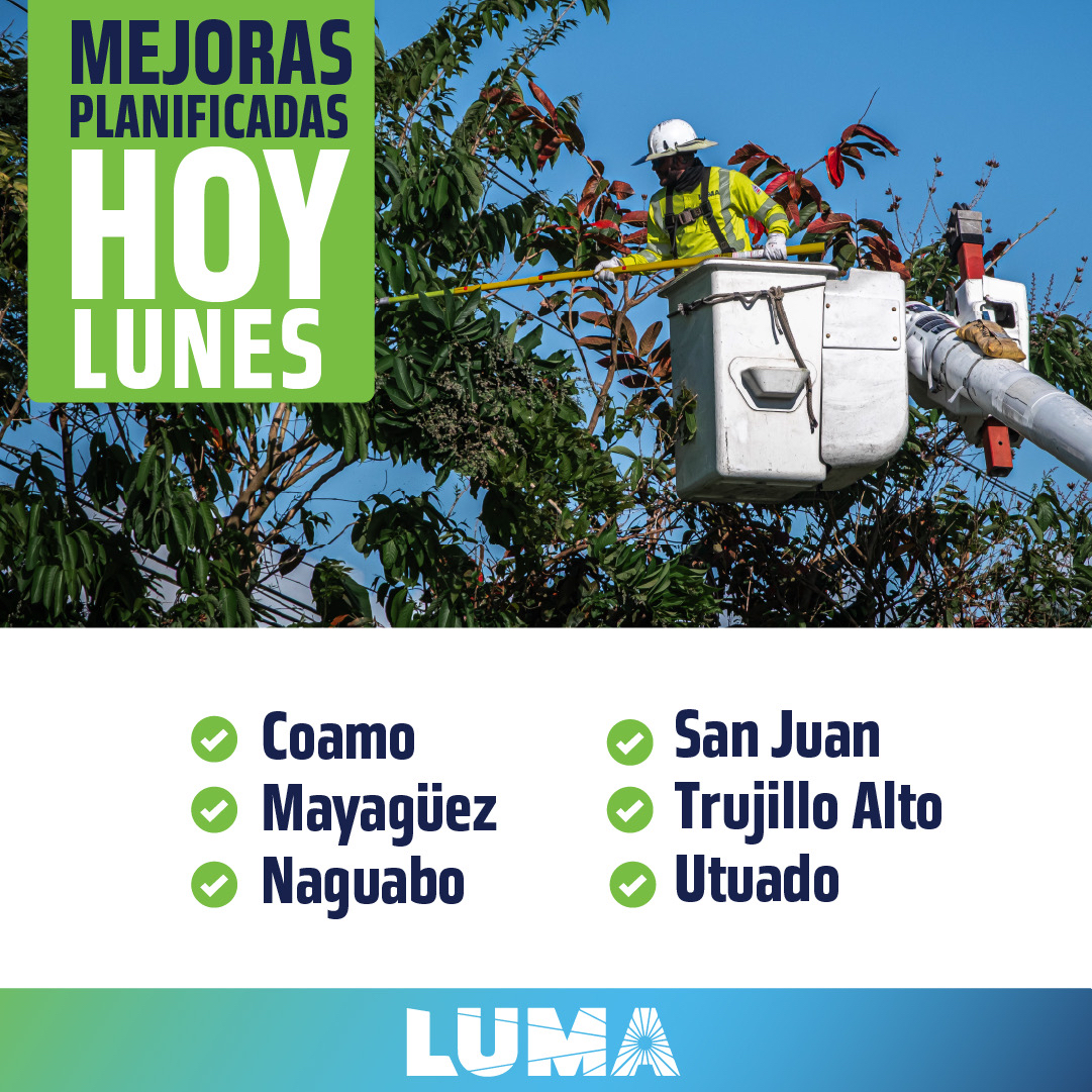 lumaenergypr's tweet photo. La transformación del sistema eléctrico continúa con trabajos estratégicos en varias partes de la isla. Aunque son necesarios para reforzar la red, podrían ocasionarse interrupciones temporales.

Mantente al tanto de las mejoras: https://t.co/JxbrlCKCq9 https://t.co/HoZ3e1Stqh