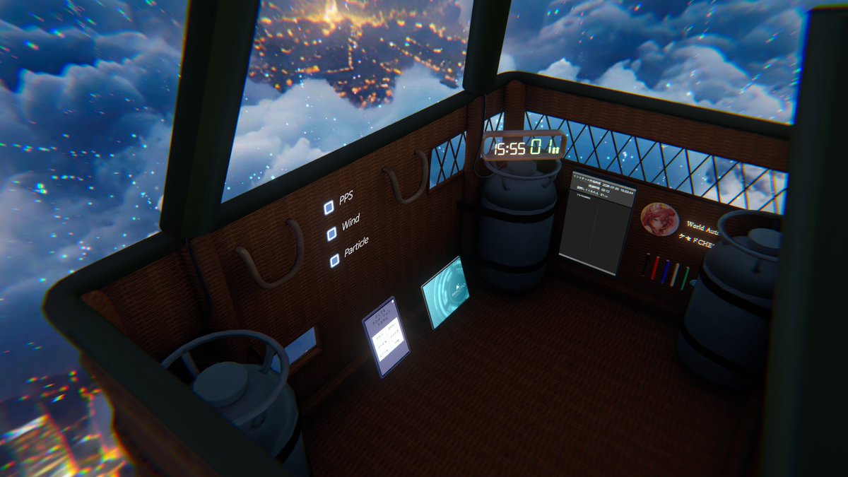 CHESED___'s tweet photo. #VRChat #VRChat_world紹介 
『ケセドの空に広がる物語』
を公開します

雲の上、はるか上空にある気球の中
ここで物語を紡ぐのはあなたです
少人数用天空チルワールド

空を飛ぶギミックもあります https://t.co/wP0jz0epwy