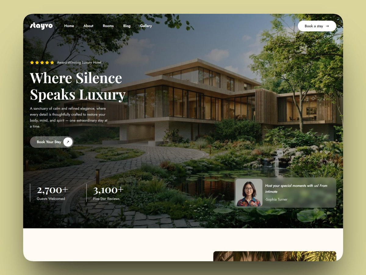 Chamindu104's tweet photo. 🚀 Excited to share my newest @framer  template — Stayvo!

A premium hotel website template built for boutique hotels, luxury resorts, villas, and vacation rentals.

✨ CMS-powered
🛏️ Beautiful room pages
📱 Fully responsive
🎨 Easy to customize
⚡ Built for @framer https://t.co/T8K46OiNsI
