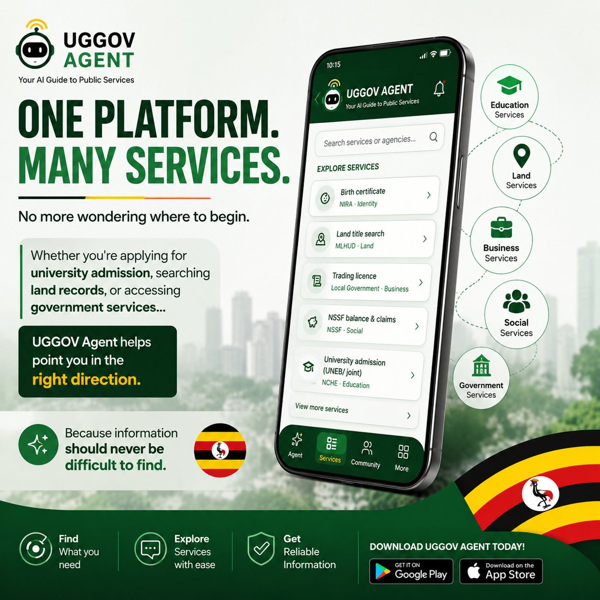 uggovagent's tweet photo. No more wondering where to begin.
Whether you're applying for university admission, searching land records, or accessing government services...
UGGOV Agent helps point you in the right direction.
Because information should never be difficult to find.
https://t.co/b3sNW09uoI https://t.co/lLOvuOCYXW