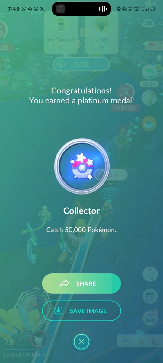 Chrissy143L's tweet photo. Just hit 50,000 catches in Pokémon GO🥰🥳

All the walking, raiding, and community days finally added up. On to 100k! 🤜🏻🤛🏻 #PokemonGO https://t.co/MnAaFkRnP1
