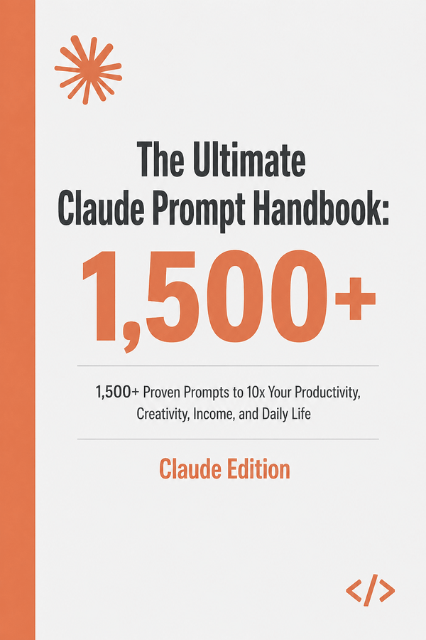 Alexie_Ai's tweet photo. People are quietly making $5k–$20k/month with Claude.

Not by being smarter. By using better prompts.

📘 The Ultimate Claude Prompt Handbook — 1,500+ proven prompts for freelancing, content, copywriting, digital products, and online income. Plug and profit.

Normally $179 → FREE for 48 hrs.

Like + RT + comment 'Handbook' and I'll DM it.

Follow me so the DM goes through.