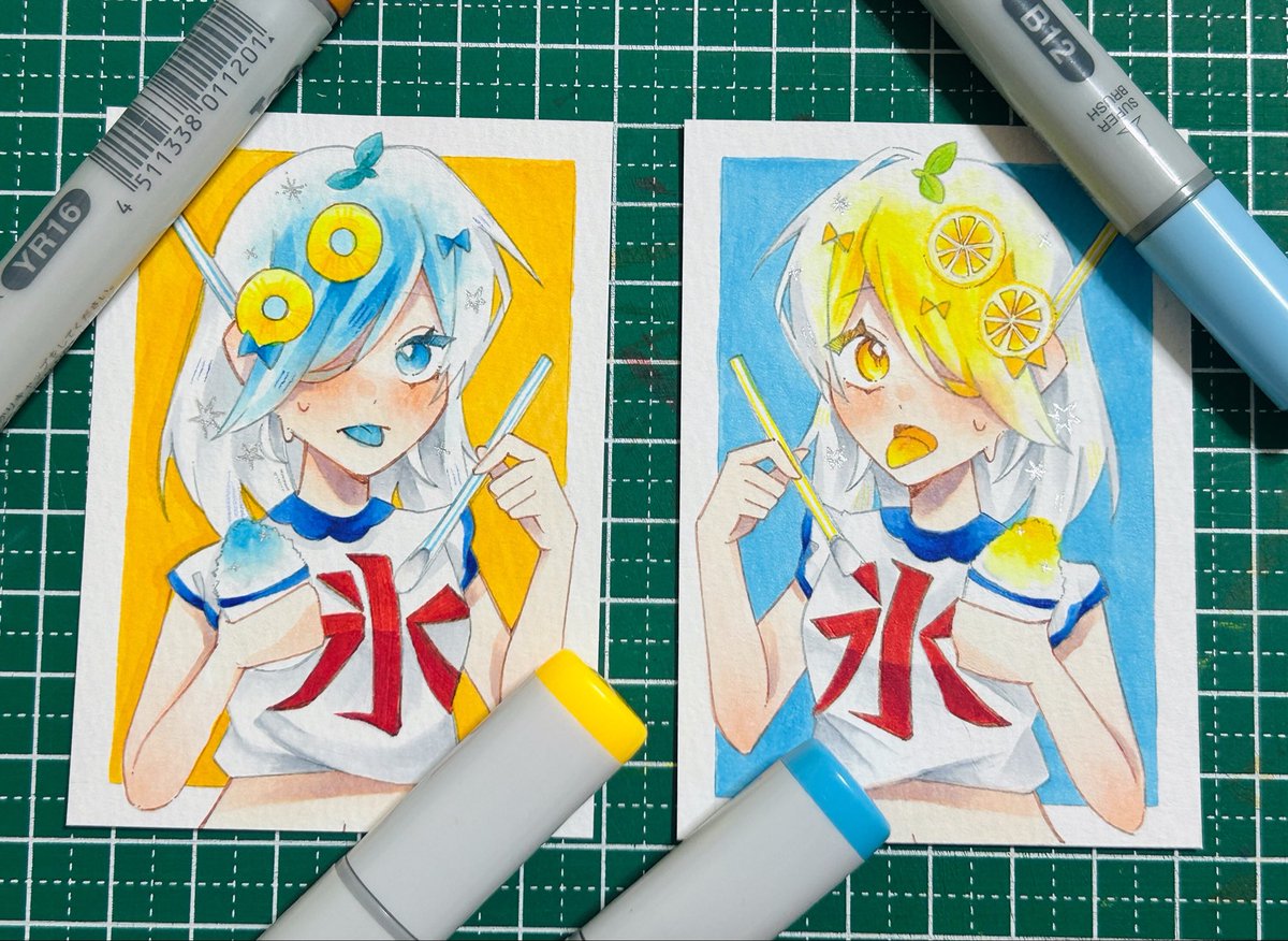 1016_range's tweet photo. べーってしてみて🍧🩵💛
 #コピック https://t.co/15BJPYRLYa