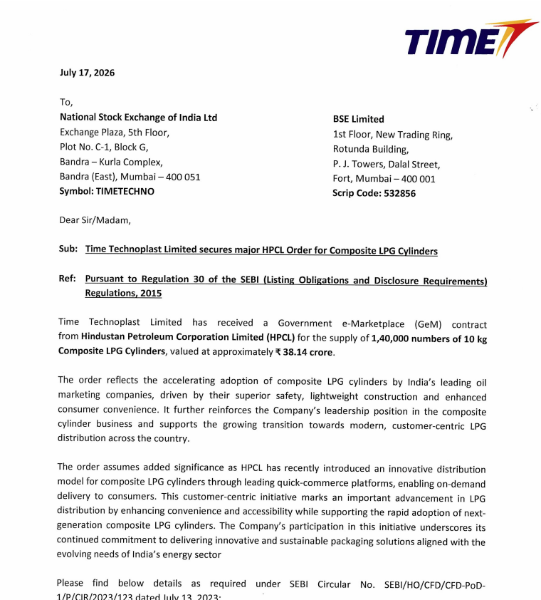 EquityValueIn's tweet photo. Time Technoplast , Composite cylinder orders flowing through , I think this one has been expected for sometime , and this could be a small start to a much larger opening ! 

Disc: this is not a financial recommendation , no advice , do your own due diligence https://t.co/ydkP9pPjRK