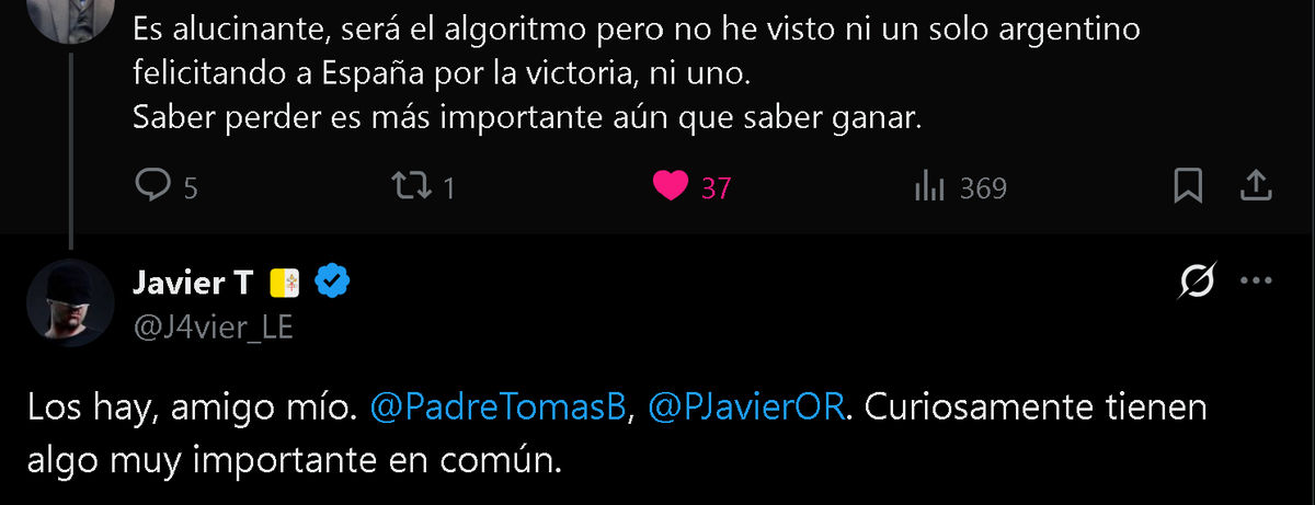 J4vier_LE's tweet photo. @DonaldEAH Es un juego y no creo que Bea vaya más allá de ese ámbito. Esto ese lo que yo "odio" a los argentinos. Por cierto, ciertas actitudes si las veo deleznables, vengan de argentinos o de quién sea. https://t.co/3CbnDbKd4T