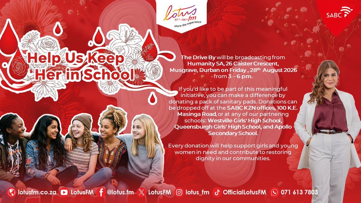 Lotusfm's tweet photo. 📢 Help Us Keep Her in School 💖
Donate a pack of sanitary pads and help restore dignity while keeping girls in school.

#LotusFM #ShareTheExperience #HelpUsKeepHerInSchool #PadDrive #RestoreDignity https://t.co/fwK59gF3YB