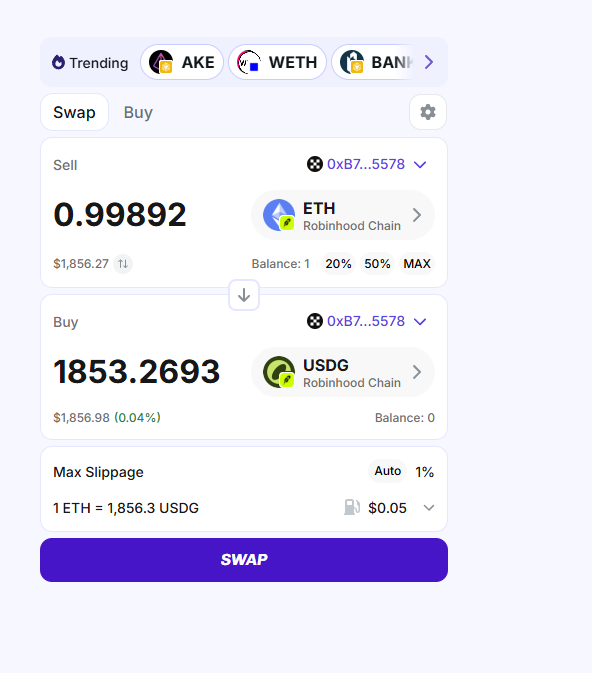 Reboottttttt's tweet photo. Robinhood的MEME结束了吗

我不知道 

但是总有人问罗宾汉的ETH跨回来主网手续费很贵
怎么办？

方法：

https://t.co/8hmLnt0IA1

Robin的ETH先换usdg 在换 base的usdc

如图所示 https://t.co/rrxrJA1uah