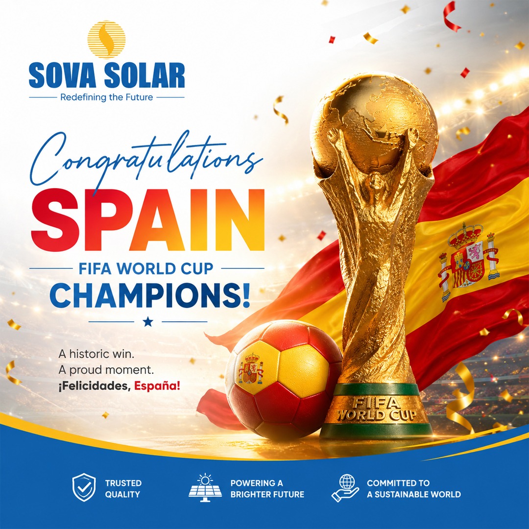 SovaSolar's tweet photo. Congratulations, Spain! 🇪🇸
An incredible display of passion, teamwork, and determination has crowned you FIFA World Cup Champions!
From everyone at #SovaSolar, ¡Felicidades, España! Wishing you continued success on and off the field. ⚽✨
#Spain #FIFAWorldCup #Champions https://t.co/mZCwDt9Yk2