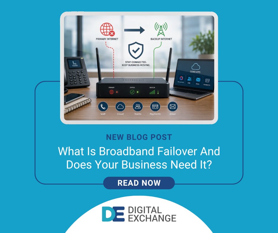 Digital_Ex's tweet photo. 🌐 What happens when your internet goes down? For many businesses, everything stops. Broadband failover automatically switches to a backup connection, keeping VoIP, cloud apps &amp; payments running.

👉 https://t.co/P5iyfPs4dI

 #BroadbandFailover #BusinessBroadband #VoIP #SMEs #DE https://t.co/jMyiQFWjCJ