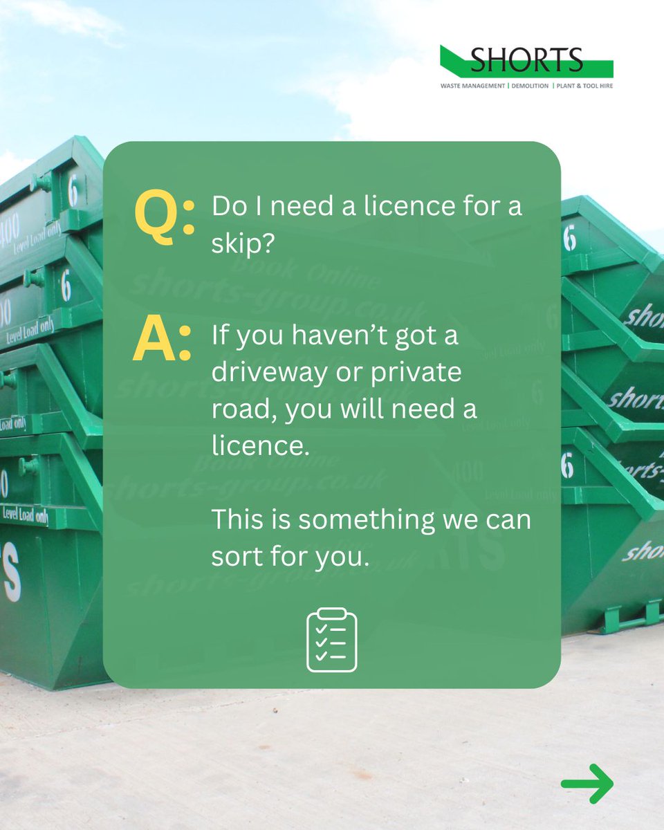 ShortsGroup's tweet photo. Got questions about our skip hire? We've got answers.

We've rounded up some of the questions we're asked most often, from our skip sizes to knowing what can and can't go inside.

Read our blog to find out more🔗 https://t.co/47au3zlkHq 

#SkipHire #WasteManagement #WasteRemoval https://t.co/1NrWKBihf6