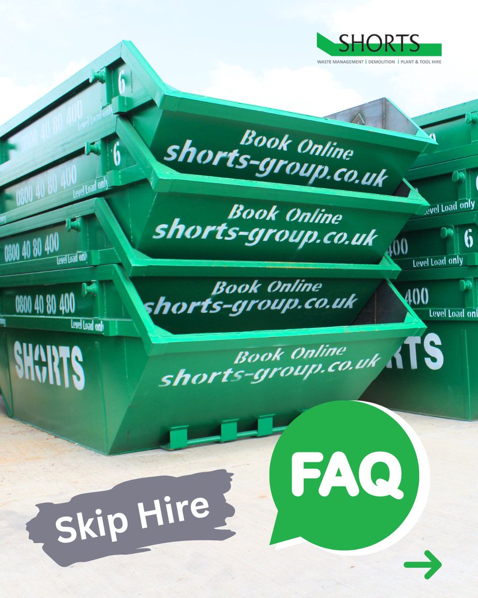 ShortsGroup's tweet photo. Got questions about our skip hire? We've got answers.

We've rounded up some of the questions we're asked most often, from our skip sizes to knowing what can and can't go inside.

Read our blog to find out more🔗 https://t.co/47au3zlkHq 

#SkipHire #WasteManagement #WasteRemoval https://t.co/1NrWKBihf6