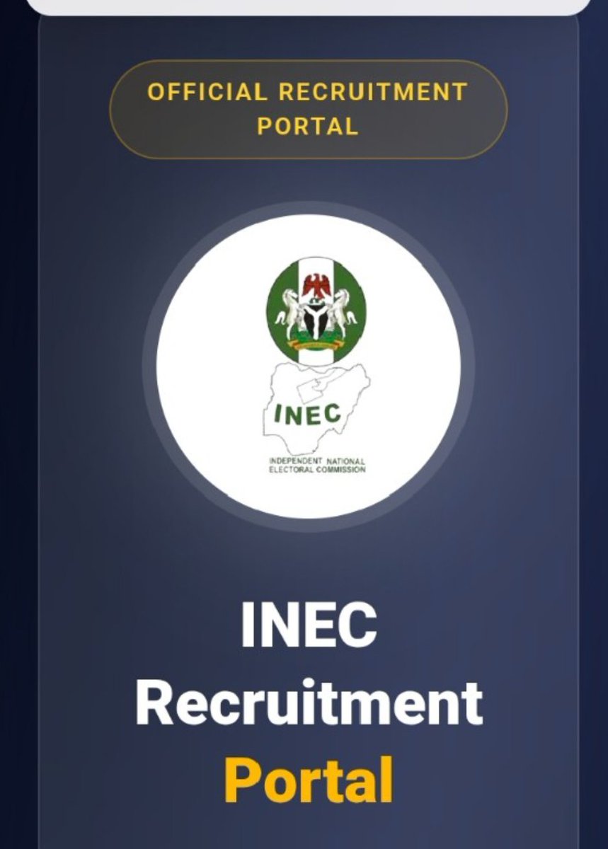 ologunagbajohnM's tweet photo. INEC Nationwide Professional Recruitment Exercise 2026

Location: 36 States + FCT

Available Positions:
- ICT Officers
- Accountants
- Administrative Officers II
- Executive Officers
- Engineers
- Lawyers
- Clinical Officers
- Quantity Surveyors

Requirements:
- Nigerian citizen, not above 35 years of age
- Qualification varies: NCE, BSc/HND, Bachelor's, Master's...
- NYSC Certificate, Exemption
- Valid State of Origin certificate, medically fit, no criminal record
- Willing to work anywhere in Nigeria

Documents Required:
- Birth Certificate or Declaration of Age.
- O’Level Certificate.
- First Degree Certificate / Master’s Degree Certificate, if applicable.
- NYSC Discharge Certificate or Exemption Letter.
- Passport Photograph.
- Local Government Area Identification.
- Professional Qualification or Certification, if applicable.

Deadline: 27th July 2026

Apply: https://t.co/RX2wAMFX1H