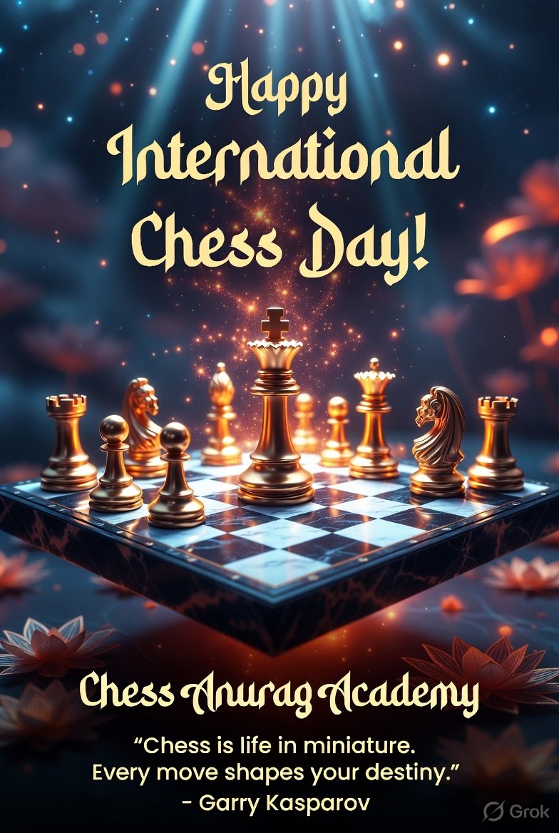 chessanurag's tweet photo. ♟️ Happy International Chess Day! 🌍❤️

Every move on the chessboard teaches a lesson for life:
✨ Think before you act.
🎯 Stay focused under pressure.
💪 Turn setbacks into comebacks.
🏆 Success belongs to those who never stop learning.

#InternationalChessDay https://t.co/1c3wmfboF4