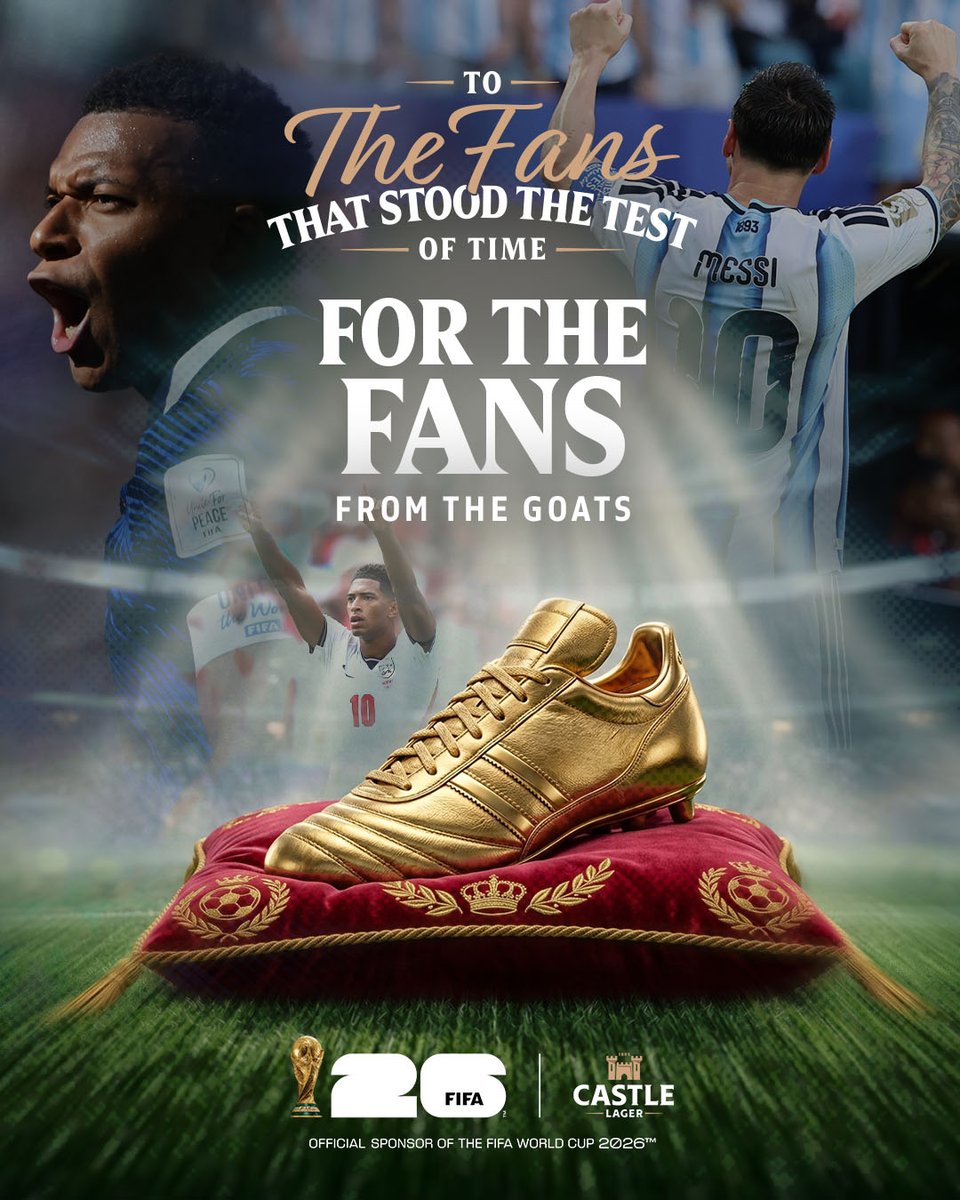 CastleLagerSA's tweet photo. Cheers to this year's #FIFAWorldCup Goal-den Boot winner. 🥾🍻

From FIFA Young Player in 2018 to Golden Boot winner in 2026. ⚽ 10 goals. 🎯 4 assists.

Which performance convinced you he'd take home the award? #DlalaCastle in the comments for a chance to score. 🍻 https://t.co/9P40XyklGg