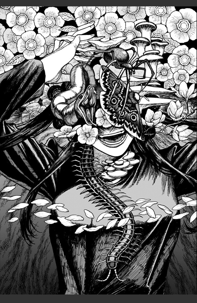 Alkaase_d's tweet photo. 呪貌様の顔は見た者が最も強く強く連想する「死」のイメージとして顔に現れる
顔を視認しているルーカスは、
キノコ、蛾、蛇、ムカデ、花、と森にある物が死を連想させている https://t.co/Ft2Em8xJhS