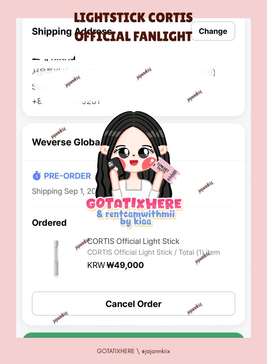 jajannkiix's tweet photo. WTS LEBIH CO | JASTIP CORTIS FANLIGHT LIGHTSTICK

💰handcarry 925K dp 500K

✅ GO https://t.co/LpMh54NBd7
✅ Fix price hc
📍Tangsel
🚛 Pelunasan co 🍊(exc fee) / manual / gosend

🔗 Order : https://t.co/tTAv1teg2k or WA
💌 DM/WA for more info

t. wts wtb ls cortis fanlight coer https://t.co/vMFspAH0fI