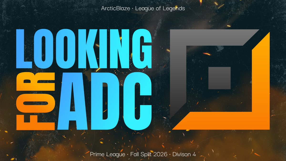 TeamArcticblaze's tweet photo. ❄️ Looking for ADC | #LFP 🫵

Wir sind auf der Suche nach einem neuen ADC für unser Div 4 Team in Prime League.

Was wir suchen:

- ADC
- Master+
- Div 3 oder Div 4 Erfahrung
- 2x - 3x Zeit in der Woche für Scrims & Official

Was wir bieten:

- naher Kontakt zur Orga
- Games werden gecastet
- Teaminternes Management
- Social Media Präsenz

Interesse? Discord DM an "Haton"

🔁 = 🧡

#LetsGoABL | @lft_prime @lft_prm @LoL_LFT @LFT_LoL_EU