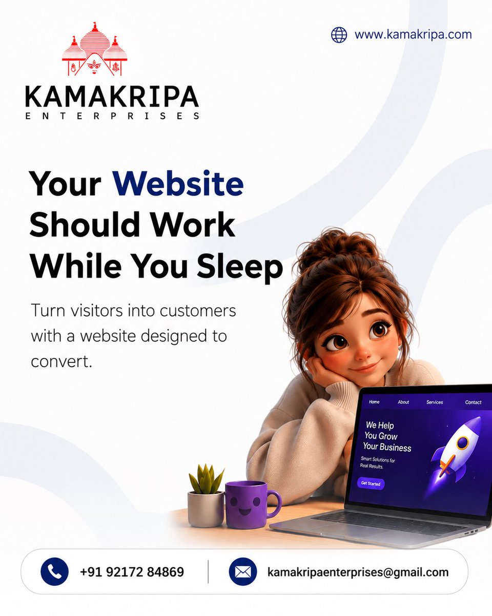 kamakripa's tweet photo. 🚀 Your Website Should Work While You Sleep.

Turn visitors into customers with a website that works 24/7.

🌐 https://t.co/g42PgjvwBe
📞 +91 92172 84869
Build. Grow. Succeed.

#WebDevelopment #WebsiteDesign #BusinessGrowth #KamakripaEnterprises https://t.co/MTc22VaCF9