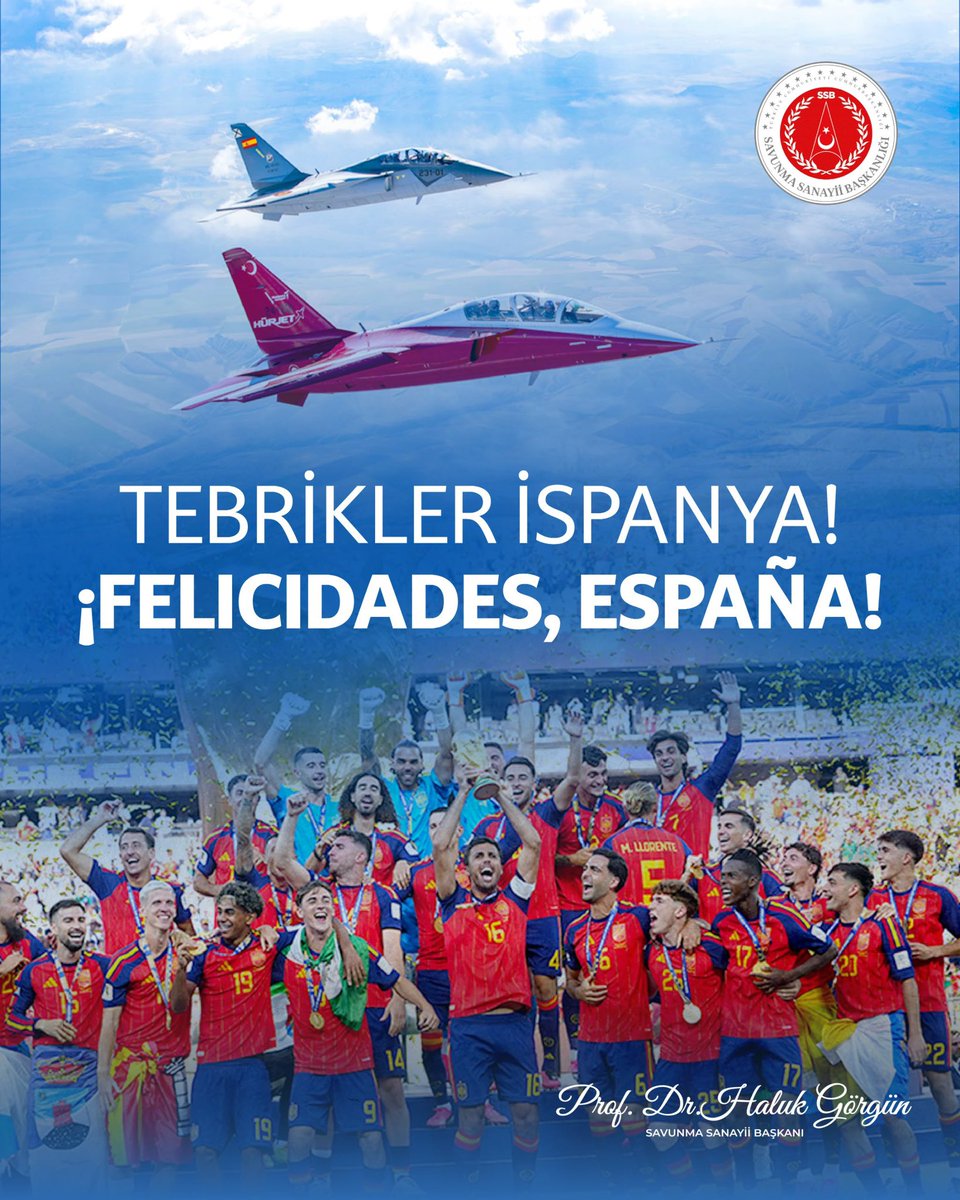 halukgorgun's tweet photo. FIFA Dünya Kupası’nı kazanan İspanya Millî Takımı’nı, teknik heyetini ve İspanyol halkını gönülden tebrik ediyorum. 

Sahaya yansıttıkları oyun disiplini ve futbolun estetik yönünü öne çıkaran anlayışlarıyla bu büyük başarıyı hak ettiler. https://t.co/YHpahnSmuT