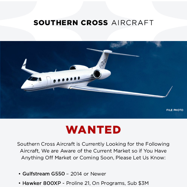 leader_luxury's tweet photo. #aircraftwanted at Southern Cross Aircraft - #Gulstream #G550; #Hawker #800XP; #Phenom 300; #2000LX; #Premier 1A; #King Air 260; #Citation #CJ2+; #Citation #Sovereign; #King Air B200
If you have anything off market or coming soon, contact them at: https://t.co/Vtzm8aS8L4
#bizav #aircraftforsale #privatejet #privateflying #jetforsale #businessaviation
Join our mailing list here: https://t.co/X3K2KP1SDn
