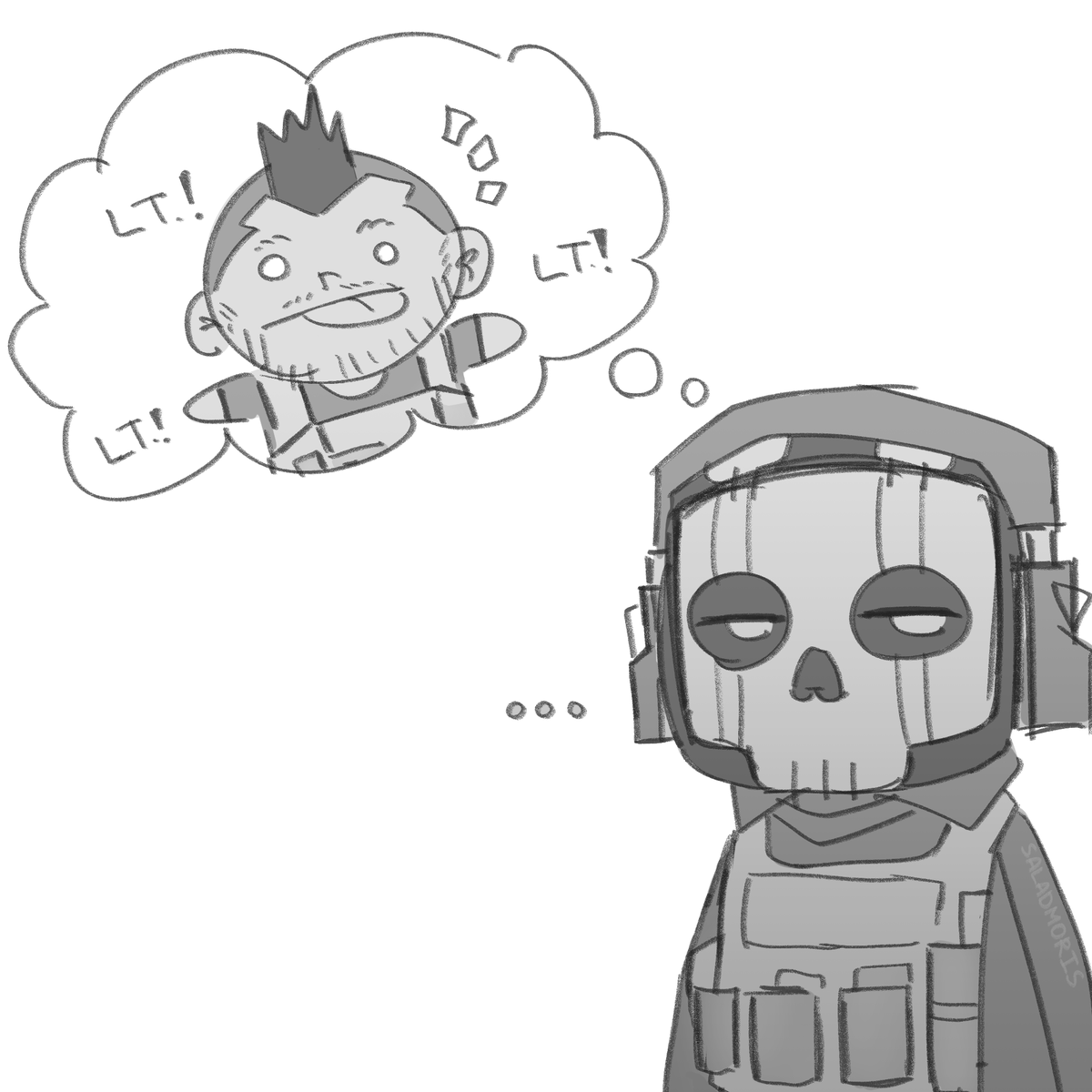SaladMoris's tweet photo. It looks like he's lost in thought🤔

#ghost #CallofDuty #soap #art #digitalart #cod https://t.co/1RX1VnyZtt