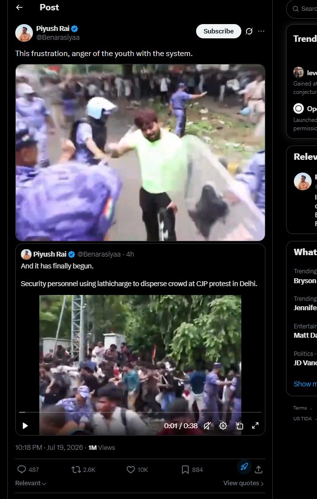 Jamesbonderr67's tweet photo. India is having an intense protest and this guy in green is going INSANELY VIRAL getting beat by police and TANKING IT

Übermensch translates to Superman, creating your own values which is why they are protesting the goverment

SO MANY VIEWS (not Abhijeet vampers)

1.4M views 
https://t.co/5ja8QzZ96a

1M views 
https://t.co/bjsnKRksMC

3k upvotes on reddit
https://t.co/x9f1SYicBD

4.3k upvotes 
https://t.co/0uyr6unqyn