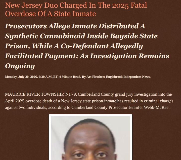 ArtFletcher9's tweet photo. New Jersey Duo Charged In The 2025 Fatal Overdose Of A State Inmate https://t.co/bEHc54I60k via @Englebrooknews #NewJersey #CrimeNews #CumberlandCountyNj #MauriceRiverNJ #State #Inmate #Charged #Fatal #DrugOverdose #Bayside #StatePrison @HRG_Media @LodiNJNews @fordmb1 @SarahGeving1 @Shannon96574094 @DanCook26214426 @Daytobehappy @janninereid1 @gator4kb18 @TrumpWasRite2 @KathyKbrose @RobGerundo @JimBobW49