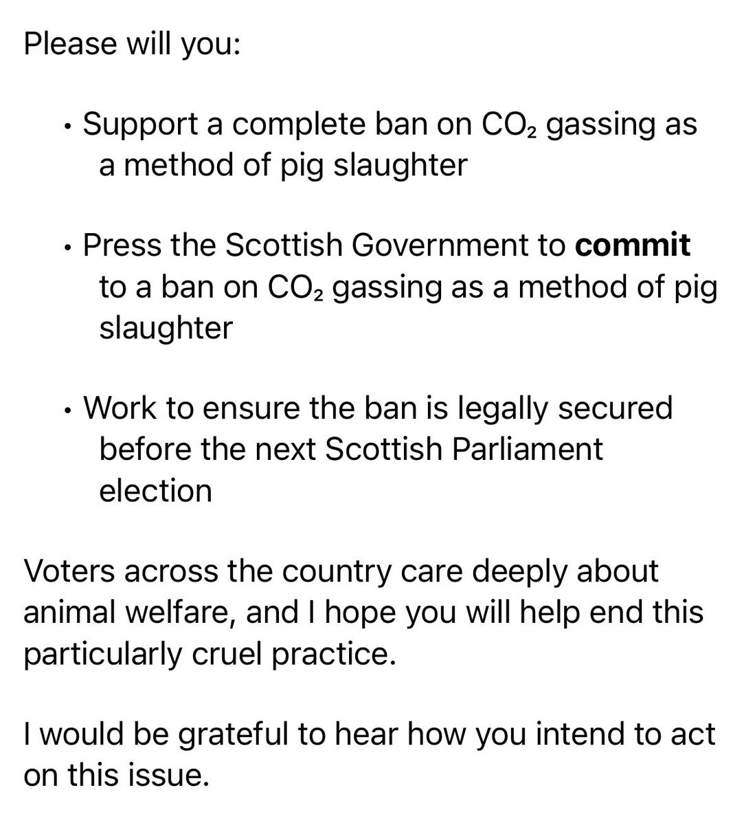 kez3383's tweet photo. my full email where i point out the AWCs recommendation that it is inhumane, as well as the FAWC and the EFSA recommendations that the practice should end. 

however, carson has clearly chosen to trust producers over the government’s own expert animal welfare committee. https://t.co/Rp5aMG4wu3