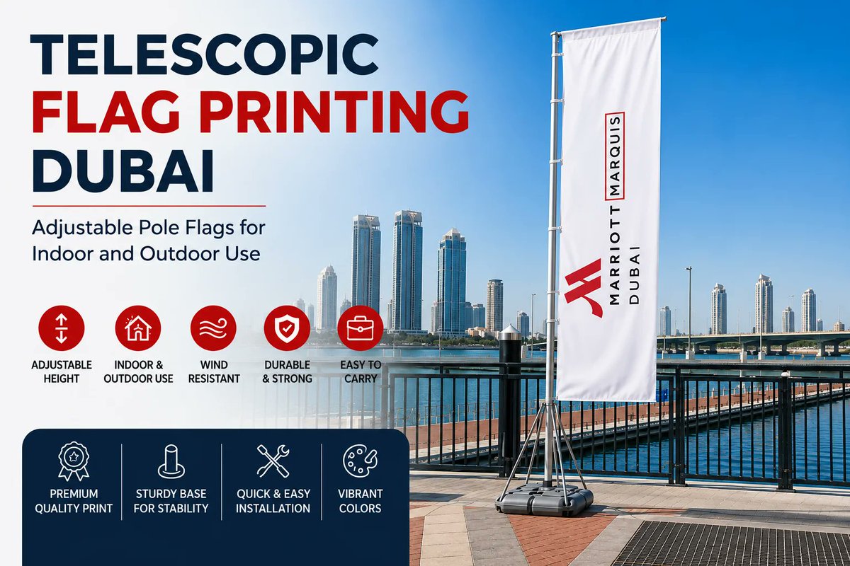 zahratalmadinap's tweet photo. Telescopic flags: one unit, any height, indoors or outdoors.
Medium (4m), Large (5m), XLarge (5m).
Integrated water base included.
https://t.co/bvhxMlhyMn
📞 +97142294522
#TelescopicFlags #FlagPrinting #EventDubai https://t.co/fBgFoxXK1U