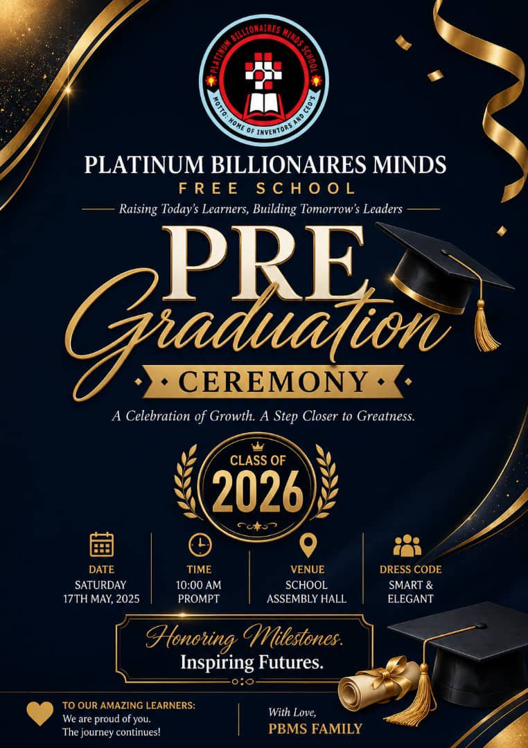 FreeSchool_Pbms's tweet photo. We thank God for the success of our pre graduation ceremony...

Coming up on the 22nd of August 2026. https://t.co/9szQO4BayI