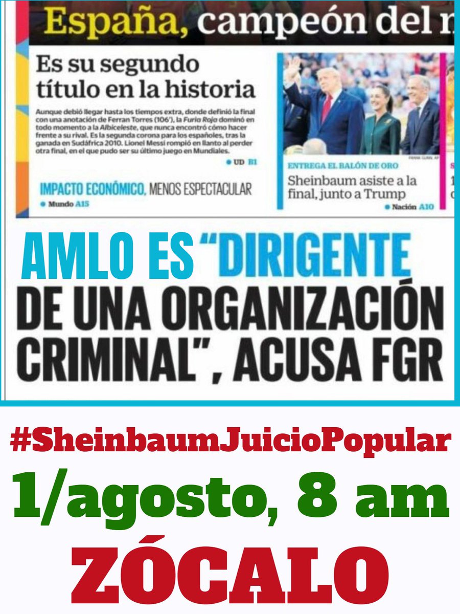 PazConDialogo's tweet photo. 🇲🇽MEXICANOS🇲🇽

✅Tenemos que DEFENDERNOS UNIDOS para INTENTAR SACAR a Sheinbaum de la Presidencia ANTES del 30/sept/2026✅

#JuicioPopular 
1/AGOSTO, 8️⃣ AM
ZÓCALO 

#FueraSheinbaum https://t.co/PNUj24ZZJY