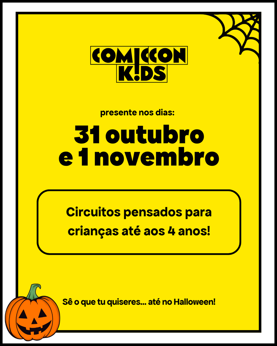ComicConKids's tweet photo. 🚗 Os pequenos pilotos já têm a pista pronta!
Os Circuitos de Carros Telecomandados para crianças até aos 4 anos esperam por ti na Comic-Con Kids! 🏁

📅 31 out. e 1 nov.
📍 Multiusos de Guimarães
🎟️ https://t.co/uQFLnpUABC

#ComicConKids #Halloween https://t.co/X9A2DdVjhA