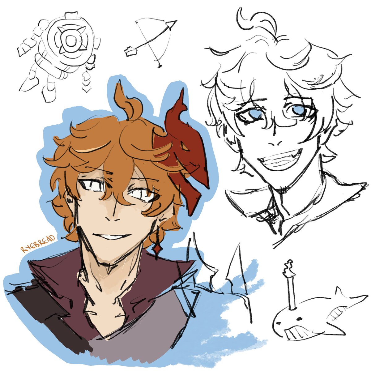 ryebr3ad0's tweet photo. quick sketches with a new brush for tartaglias bday omg everyone be nice now ntm on the birthday boy #tartaglia https://t.co/diVaDD8xEc