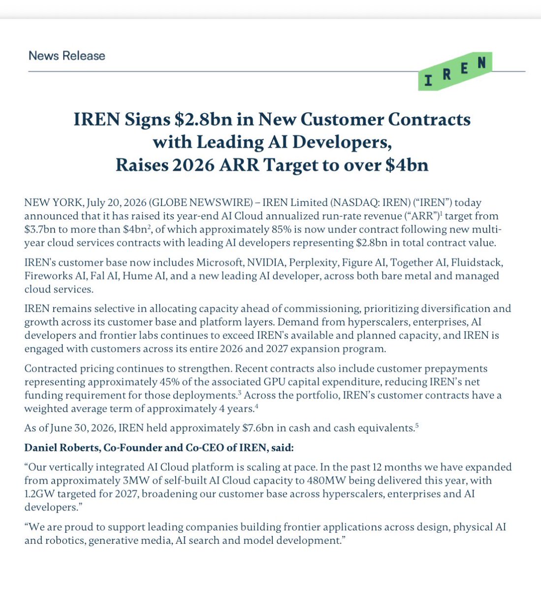 seierherren's tweet photo. $IREN 

IREN Signs $2.8bn in New Customer Contracts
with Leading AI Developers,
Raises 2026 ARR Target to over $ 4 billion. https://t.co/aToqOoKc06