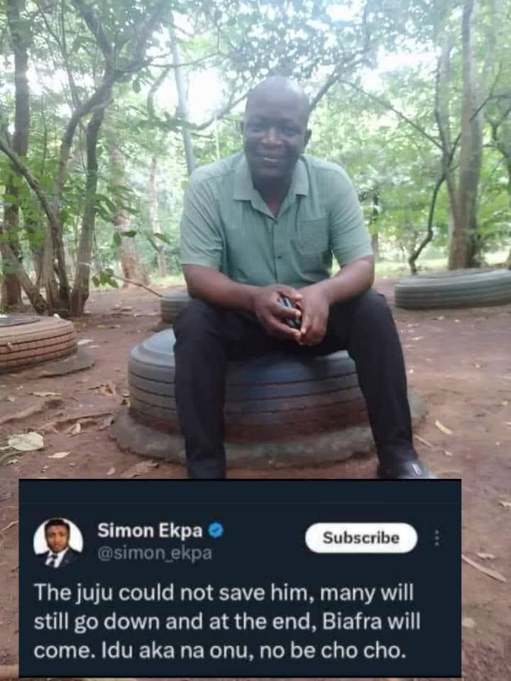 Biafra172080's tweet photo. @AloyEjimakor Ask ur client the crimes of ikechukwu uguoha that he will ask Simone his disciple to kill an innocent man ? 

God will judge all of u https://t.co/OK20qlRtvA