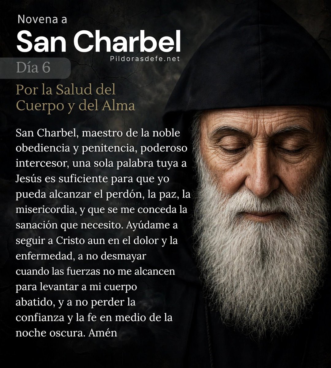 Pildorasdefe's tweet photo. Novena a San Charbel, día 6.
Por la salud del cuerpo y del alma.

San Charbel, ruega por nosotros.
🙏 https://t.co/aIRxgDHcOC