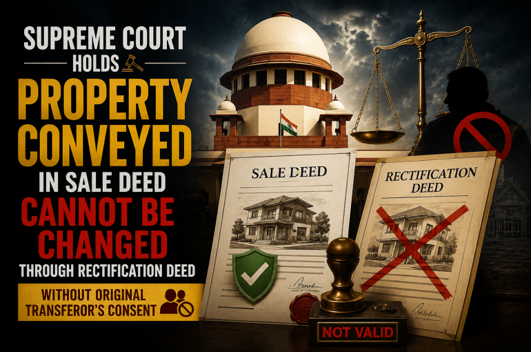 IndianAllied's tweet photo. SUPREME COURT HOLDS PROPERTY CONVEYED IN SALE DEED CANNOT BE CHANGED THROUGH RECTIFICATION DEED WITHOUT ORIGINAL TRANSFEROR’S CONSENT https://t.co/TlFPpEuX2w