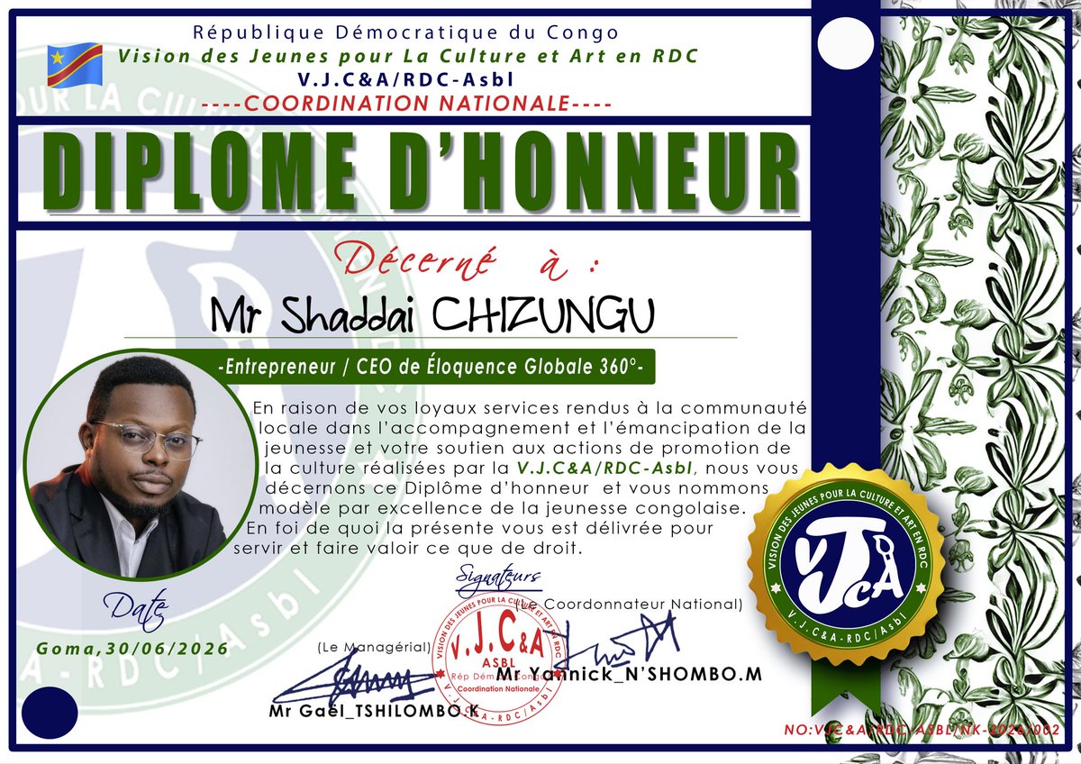 vvisionjeunes's tweet photo. Célébrer le mérite, renforcer les partenariats.

À l’occasion de l’activité du 30 juin 2026, la Vision des Jeunes RDC a eu l’honneur de décerner des Diplômes d’Honneur à des leaders et partenaires d’exception, en reconnaissance de leur engagement🇨🇩🇨🇩🇨🇩 https://t.co/B1MRlCbZaR