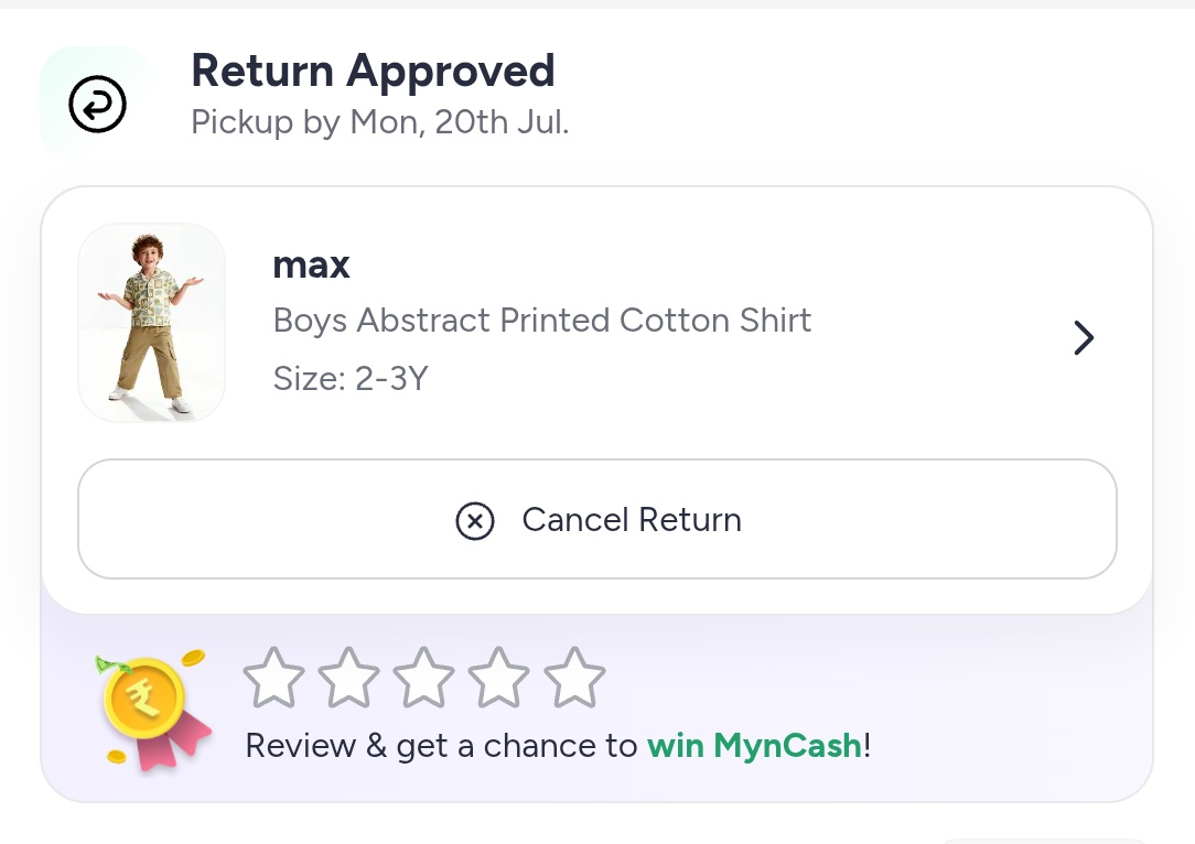 thathappysiri's tweet photo. @MyntraSupport   My return has been pending for 1.5 months despite multiple complaints. Pickup is still not happening. Very disappointed with the service. Consumers deserve better. #BoycottMyntra #CustomerServiceFail
#myntrascam

Order ID: 133337283829665484703 https://t.co/HAibx5tgPs