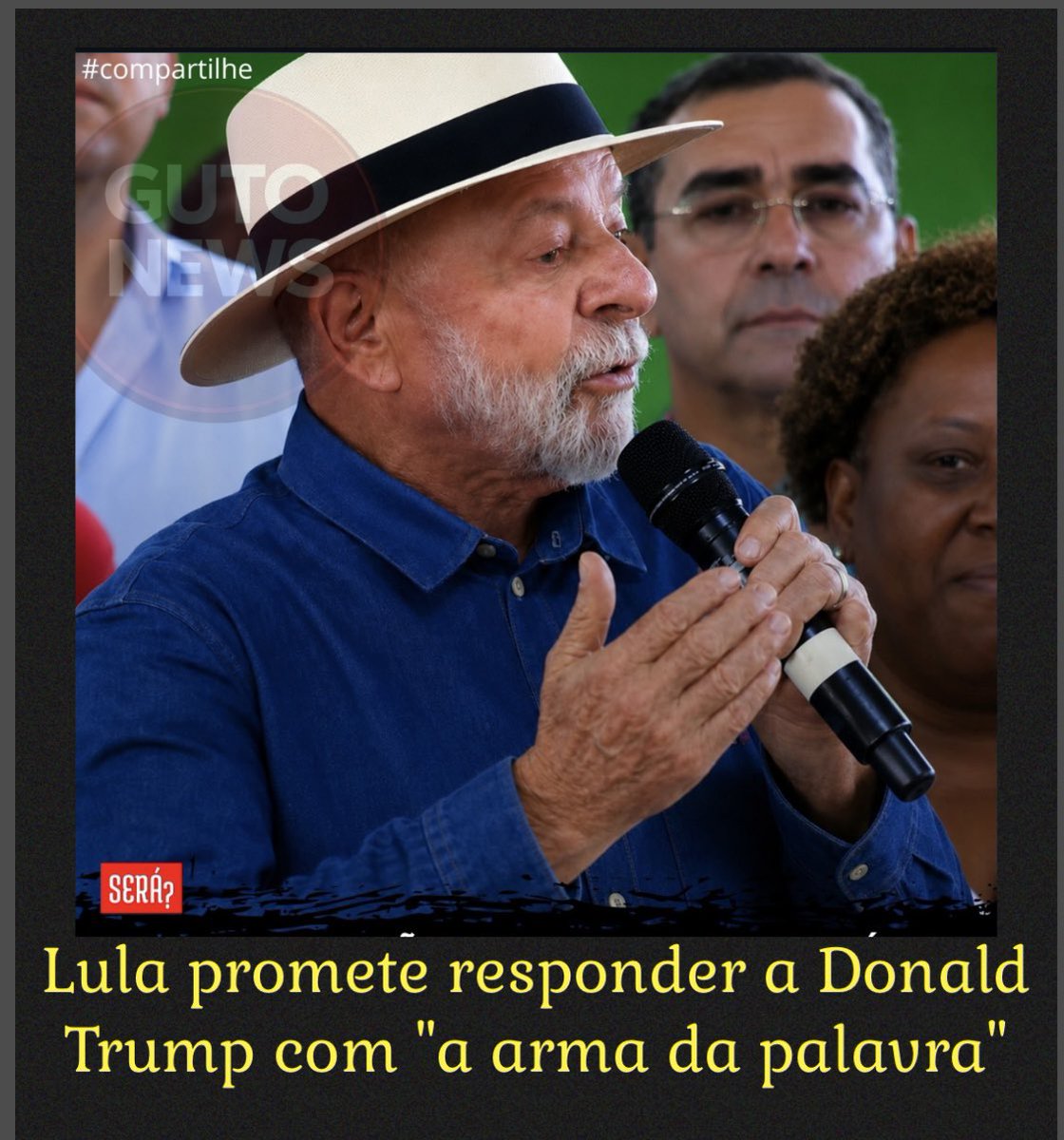 MARINESARALDI's tweet photo. O presidente Lula afirmou que pretende enfrentar o presidente, Donald Trump com a 
“arma da palavra" diante do agravamento das tensões comerciais entre os dois países.

Deixe seu comentário! https://t.co/RiiIIVrByW