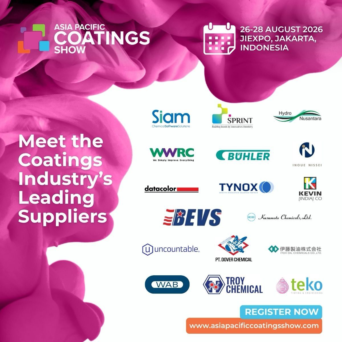 CoatingsGroup's tweet photo. 🚨 Just 1 month to go until the Asia Pacific Coatings Show!

Connect with 250+ brands from 15+ countries, discover the latest innovations, and learn from experts at ChemTalks. 🌏🎨

👀 Exhibitor List: https://t.co/1TTVweF4yM
🎟️ Register FREE: https://t.co/S8BMKgp9u9

#APCS https://t.co/rFxMAHJmoy