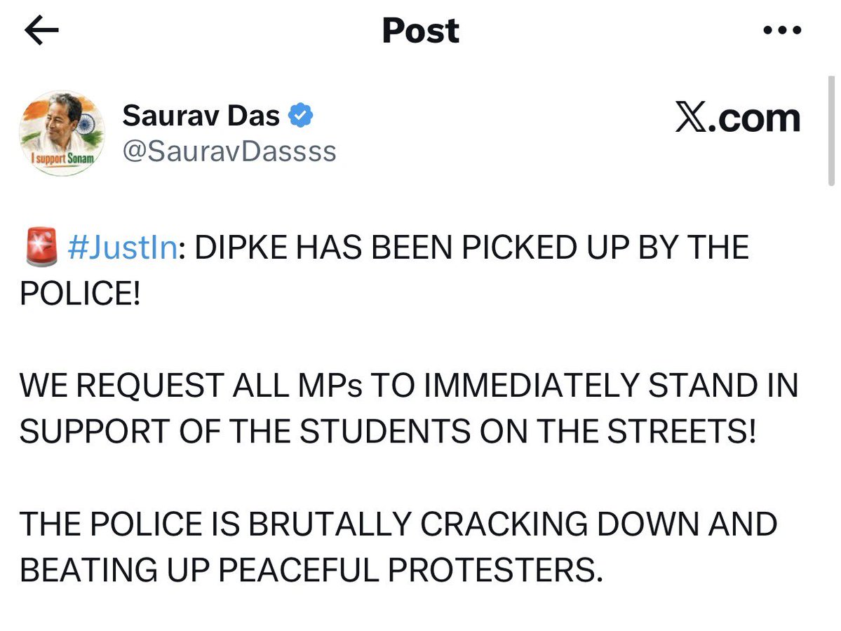 AnkurSingh's tweet photo. When students started questioning why Abhijeet Dipke was not leading Sansad March?

Why no CJP leader was present in protest?

Why no CJP Leader got beaten?

Then CJP spread Fake Excuse that Dipke was Detained by Delhi Police.

Police clearly said they never detained him and Dipke was sitting on stage.

CJP left innocents students to be beaten.
