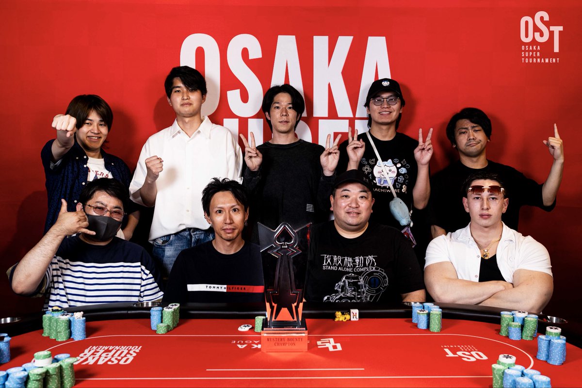 OST_poker's tweet photo. 【#27  Mystery Bounty Day2 Final】

ついにFTになりました！
勝ち残ったプレイヤーの皆様です。

１．おーそー @dealer_mosuruyo
２．にる
３．みーさん @keishade1021
４．RYO @MYUU_cat
５．morimori @kokutoshiki1234
６．JJ@Kings @JJ_Kings_HAM
７．ゆきき@NP
８．そたそたTV
９．きいろいとり @shiotaropoker

優勝目指して頑張ってください🔥
#次はキミが主役だ