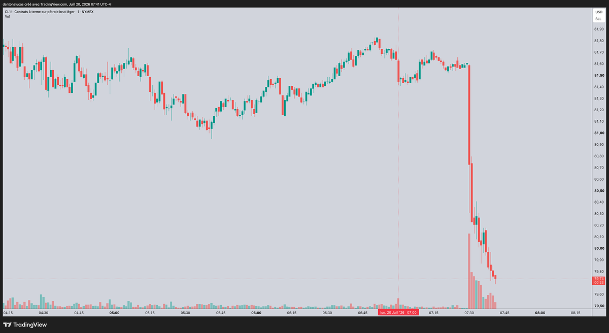 LDKTrading's tweet photo. @gsmferrari Bougie de 7:00 (NYUTC) en 1 minute qui donnait le signal vu le volume par rapport aux 2 dernieres heures https://t.co/6KaGDKNet3